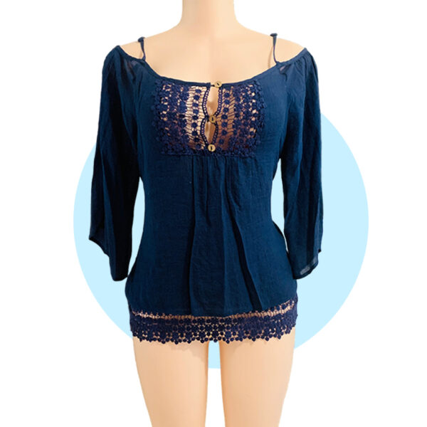 Blusa Crochet Azul Navy