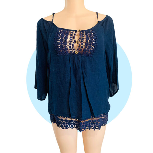 Blusa Crochet Azul Navy - Imagen 2
