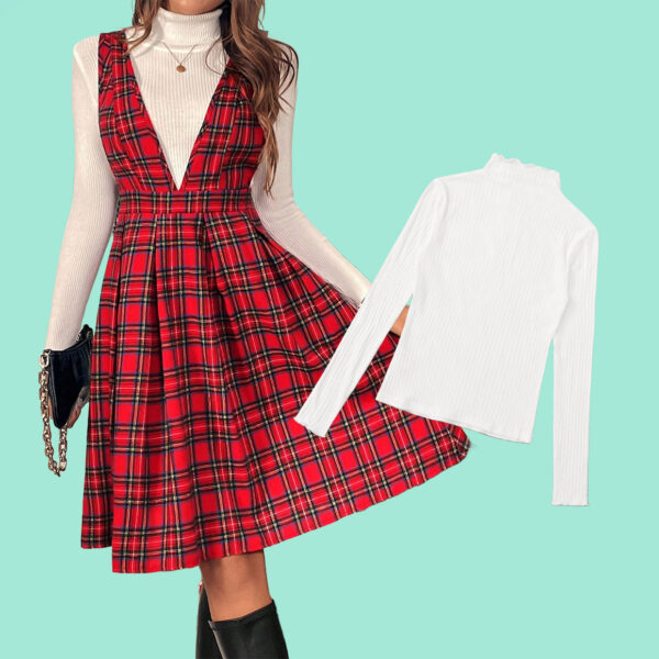 Vestido con tirantes a cuadros para mujer 