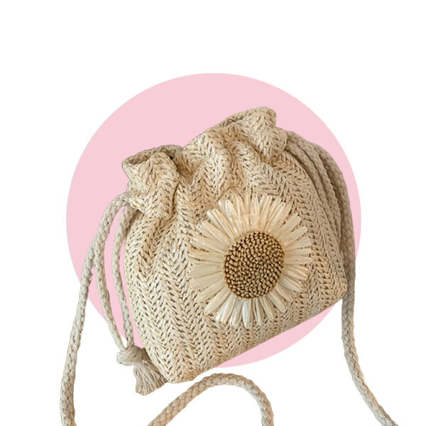 Bolso de paja con cordón y estampado floral - Imagen 2