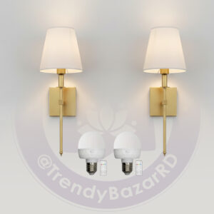 Lampara Aplique de Pared Moderno Dorado con Bombillo LED Recargable (Control Remoto)