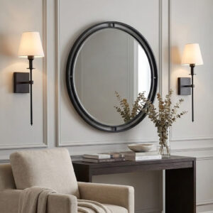 Lampara Aplique de Pared Moderno Negro con Bombillo LED RGB Recargable (Control Remoto)